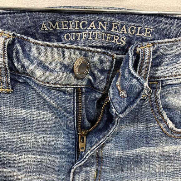 American Eagle High-Rise Jegging Crop Súper Stretch Distressed Jeans Size 8 - Picture 2 of 7